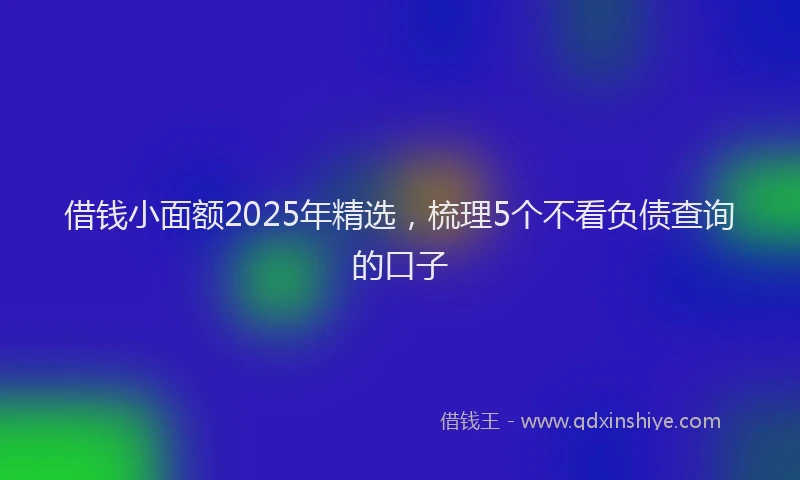 借钱小面额2025年精选，梳理5个不看负债查询的口子