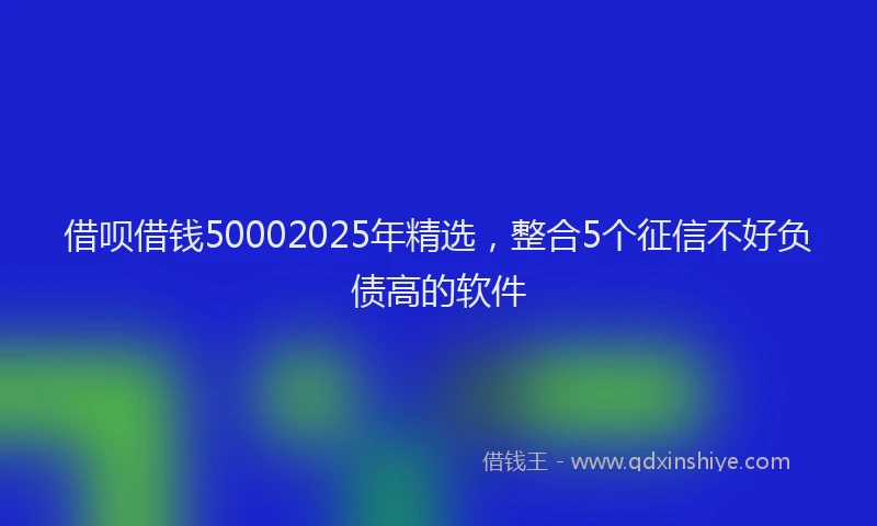 借呗借钱50002025年精选，整合5个征信不好负债高的软件