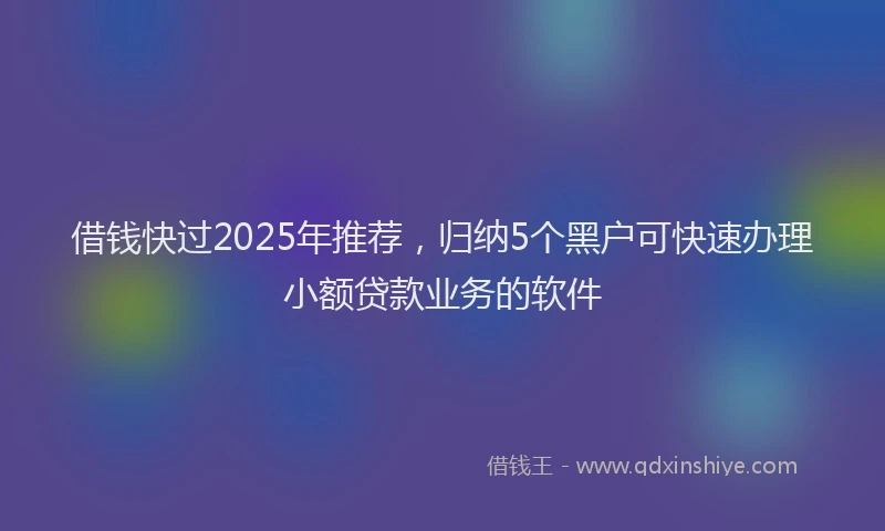 借钱快过2025年推荐，归纳5个黑户可快速办理小额贷款业务的软件
