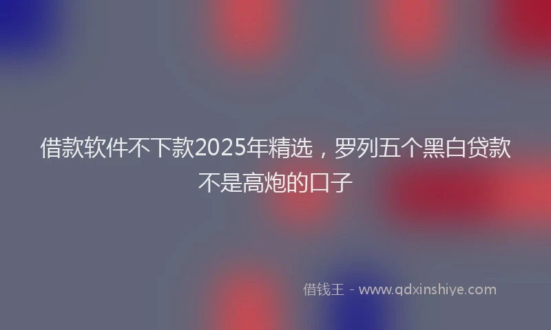 借款软件不下款2025年精选，罗列五个黑白贷款不是高炮的口子