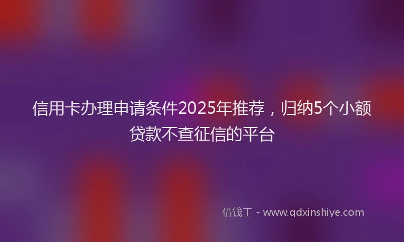 信用卡办理申请条件2025年推荐，归纳5个小额贷款不查征信的平台