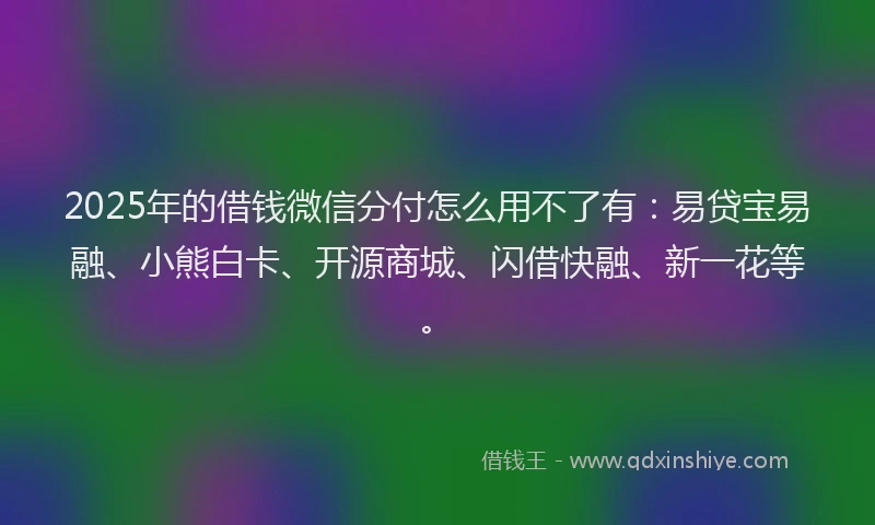 2025年的借钱微信分付怎么用不了有:易贷宝易融、小熊白卡、开源商城、闪借快融、新一花等。