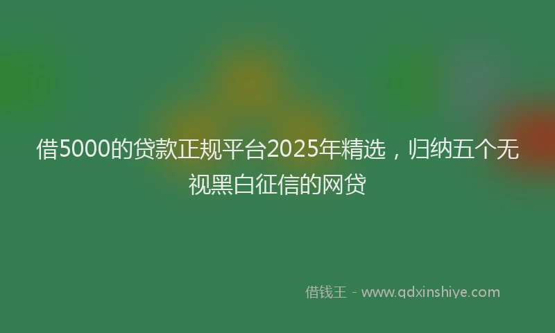 借5000的贷款正规平台2025年精选，归纳五个无视黑白征信的网贷
