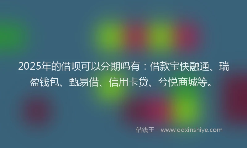 2025年的借呗可以分期吗有：借款宝快融通、瑞盈钱包、甄易借、信用卡贷、兮悦商城等。