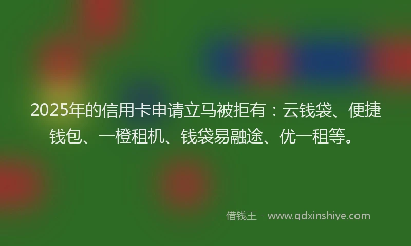 2025年的信用卡申请立马被拒有：云钱袋、便捷钱包、一橙租机、钱袋易融途、优一租等。