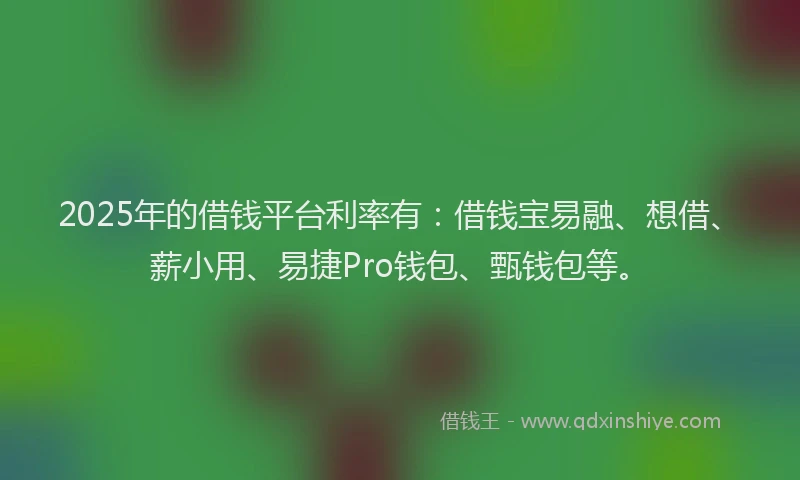 2025年的借钱平台利率有：借钱宝易融、想借、薪小用、易捷Pro钱包、甄钱包等。