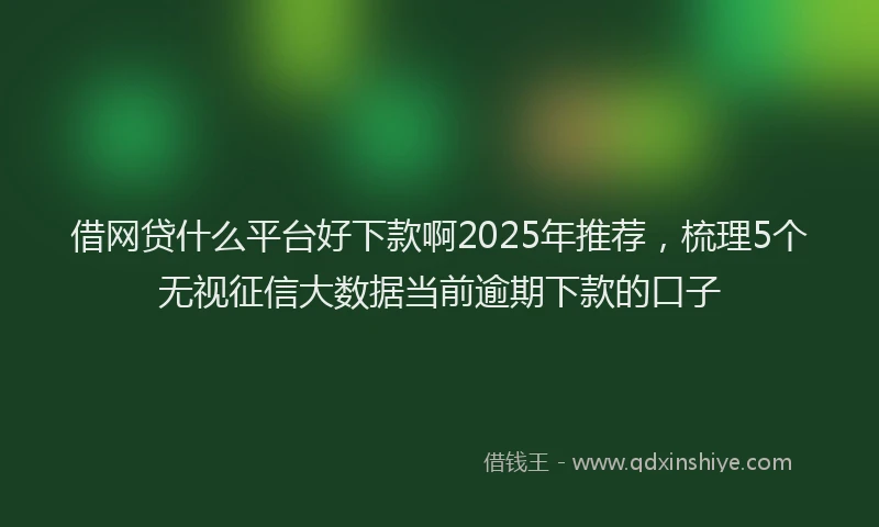 借网贷什么平台好下款啊2025年推荐，梳理5个无视征信大数据当前逾期下款的口子