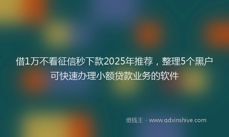 借1万不看征信秒下款2025年推荐，整理5个黑户可快速办理小额贷款业务的软件