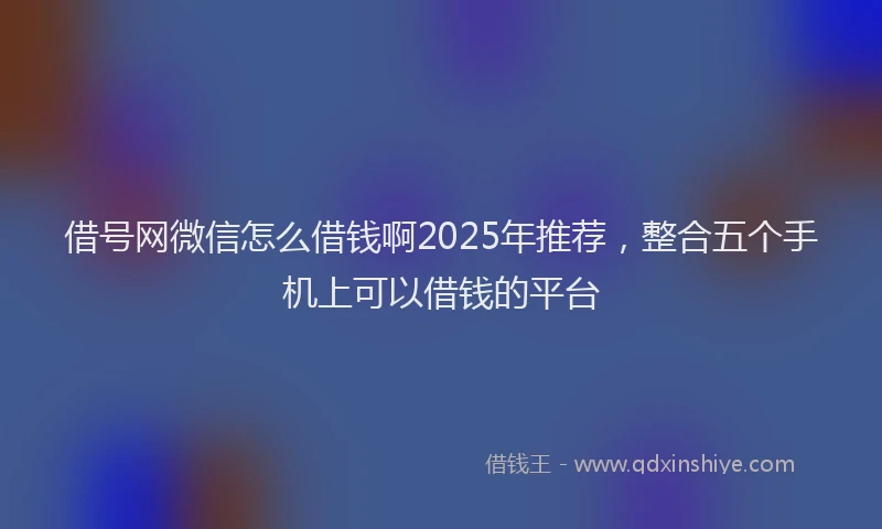 借号网微信怎么借钱啊2025年推荐，整合五个手机上可以借钱的平台