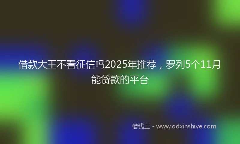 借款大王不看征信吗2025年推荐，罗列5个11月能贷款的平台