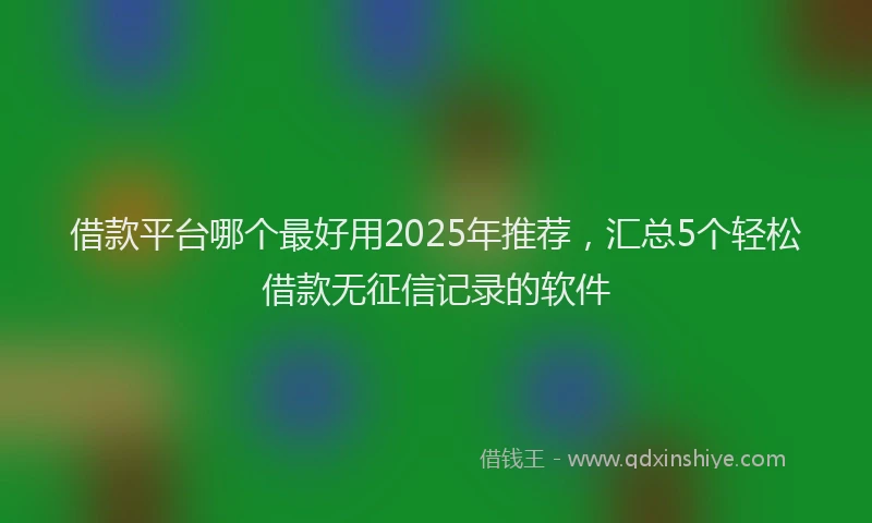 借款平台哪个最好用2025年推荐，汇总5个轻松借款无征信记录的软件