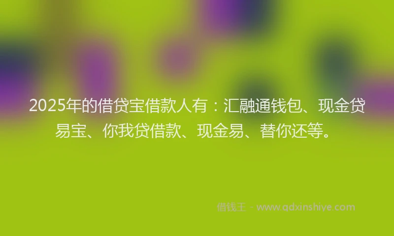 2025年的借贷宝借款人有：汇融通钱包、现金贷易宝、你我贷借款、现金易、替你还等。
