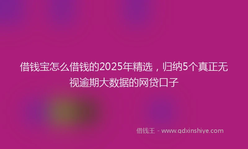 借钱宝怎么借钱的2025年精选，归纳5个真正无视逾期大数据的网贷口子