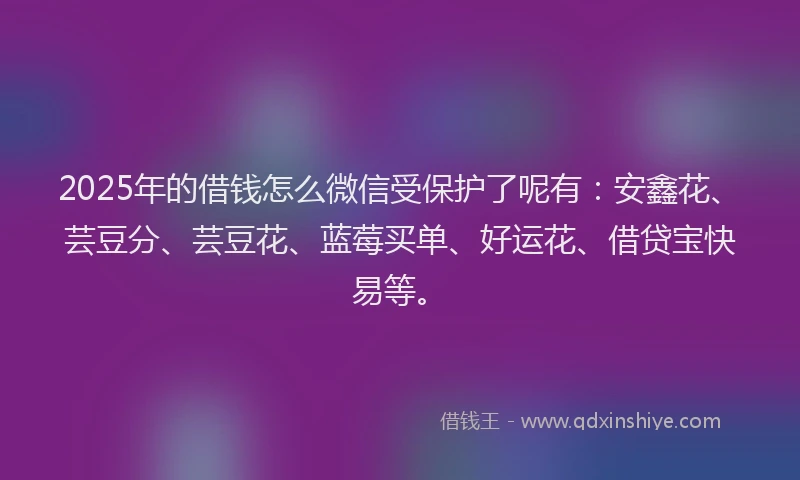2025年的借钱怎么微信受保护了呢有：安鑫花、芸豆分、芸豆花、蓝莓买单、好运花、借贷宝快易等。