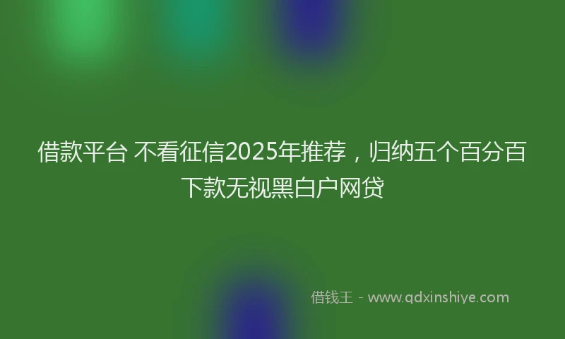 借款平台 不看征信2025年推荐，归纳五个百分百下款无视黑白户网贷