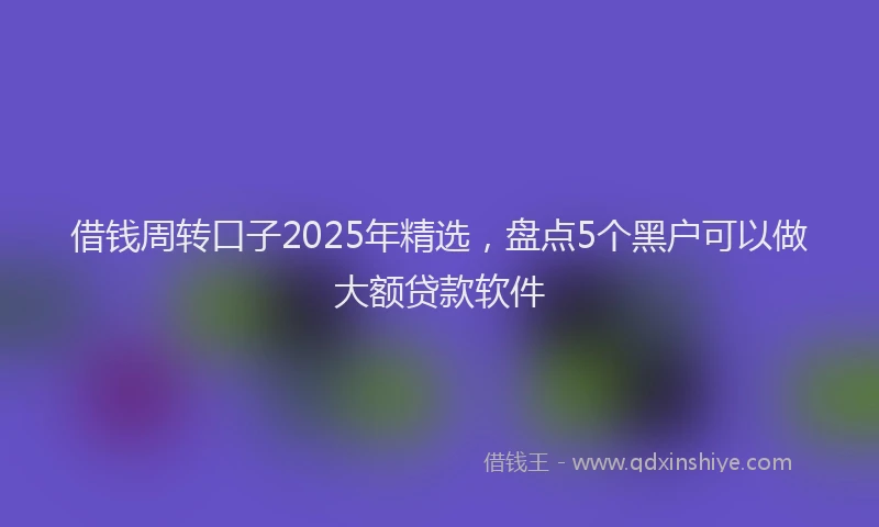 借钱周转口子2025年精选，盘点5个黑户可以做大额贷款软件
