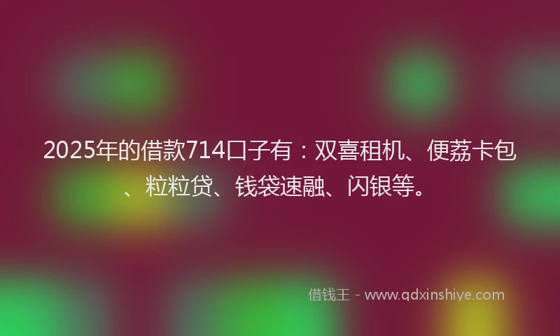 2025年的借款714口子有：双喜租机、便荔卡包、粒粒贷、钱袋速融、闪银等。