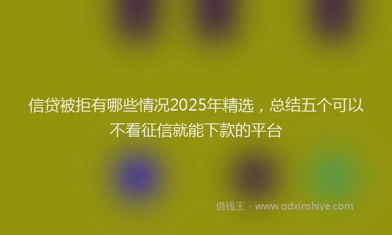 信贷被拒有哪些情况2025年精选，总结五个可以不看征信就能下款的平台
