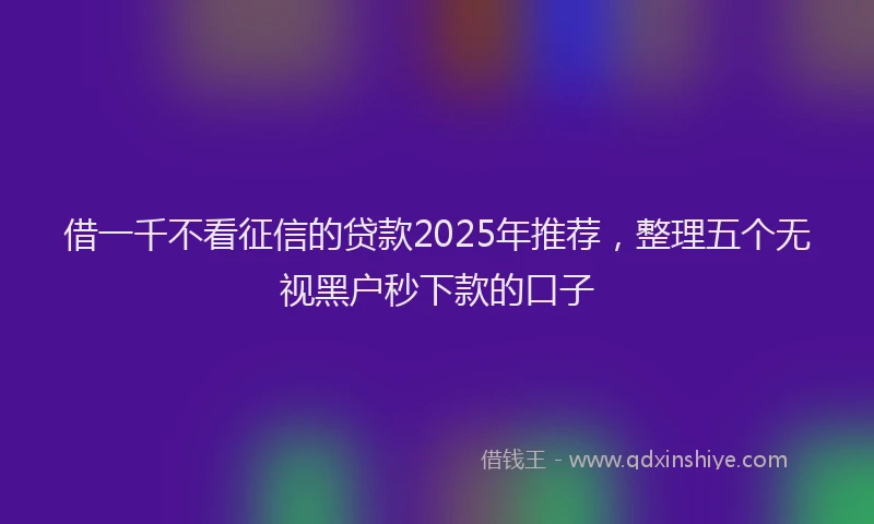 借一千不看征信的贷款2025年推荐，整理五个无视黑户秒下款的口子