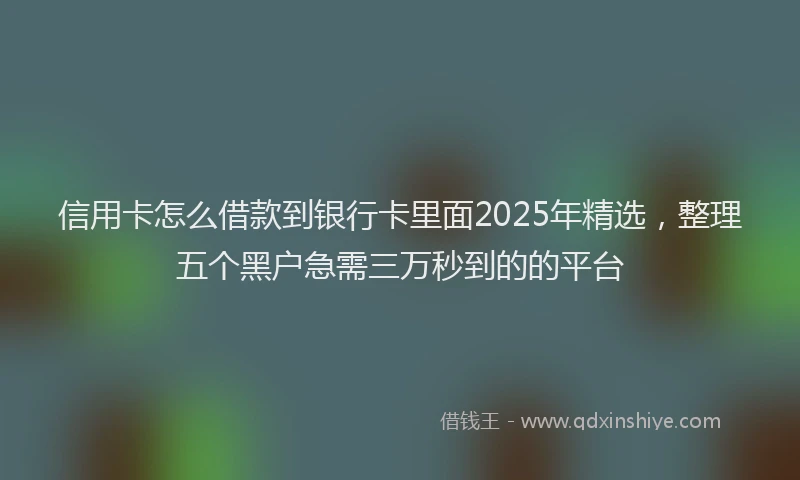 信用卡怎么借款到银行卡里面2025年精选，整理五个黑户急需三万秒到的的平台