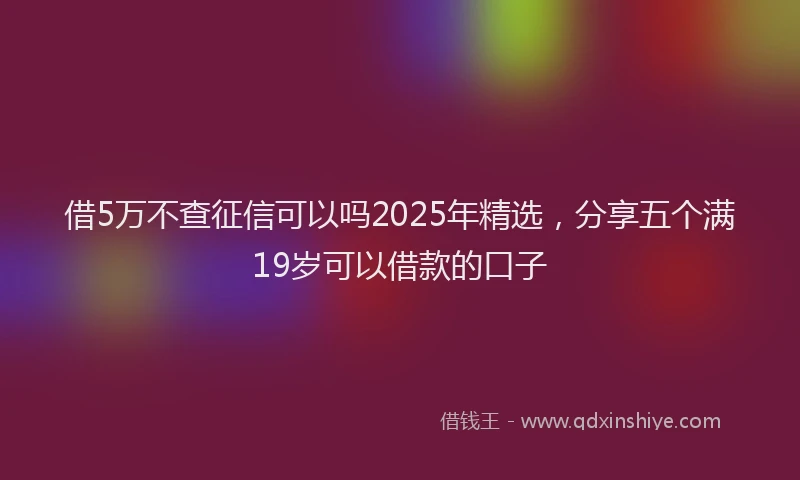 借5万不查征信可以吗2025年精选，分享五个满19岁可以借款的口子
