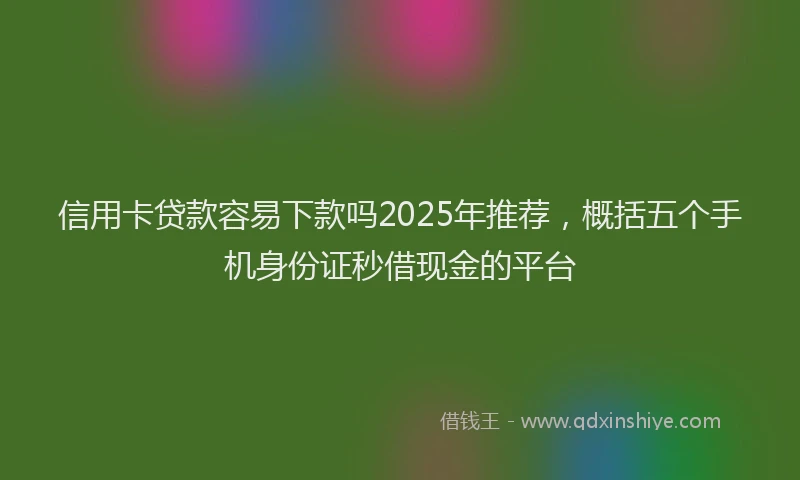 信用卡贷款容易下款吗2025年推荐，概括五个手机身份证秒借现金的平台