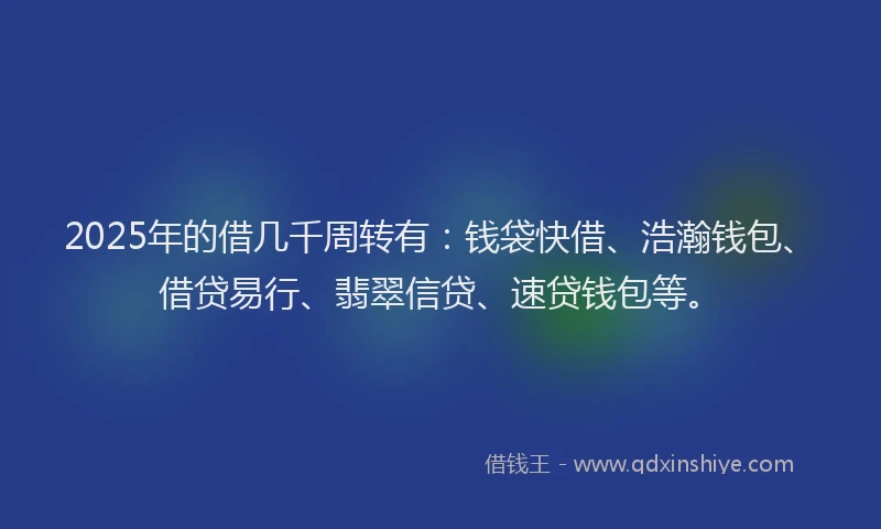 2025年的借几千周转有：钱袋快借、浩瀚钱包、借贷易行、翡翠信贷、速贷钱包等。