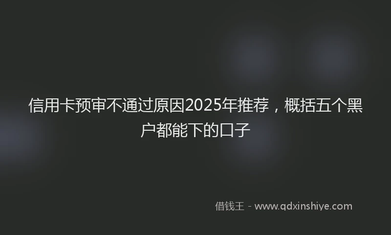 信用卡预审不通过原因2025年推荐，概括五个黑户都能下的口子