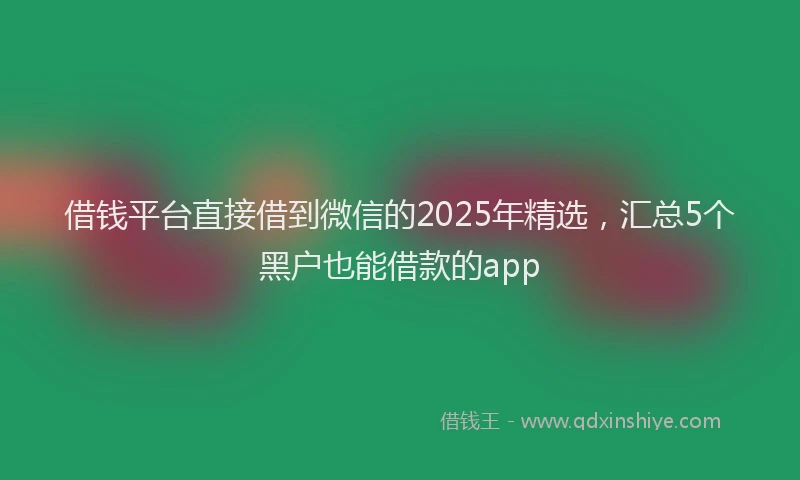 借钱平台直接借到微信的2025年精选，汇总5个黑户也能借款的app