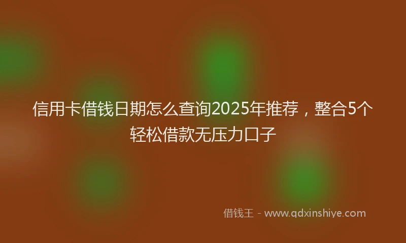 信用卡借钱日期怎么查询2025年推荐，整合5个轻松借款无压力口子