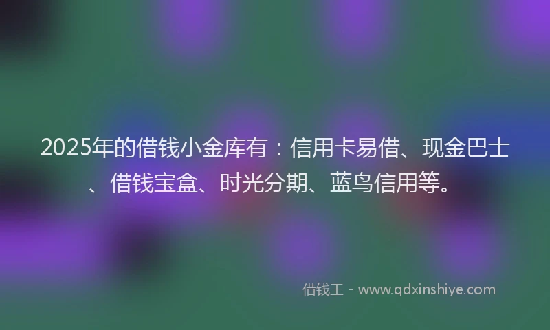 2025年的借钱小金库有：信用卡易借、现金巴士、借钱宝盒、时光分期、蓝鸟信用等。