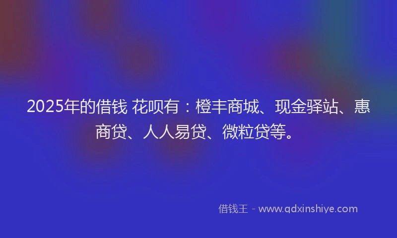 2025年的借钱 花呗有：橙丰商城、现金驿站、惠商贷、人人易贷、微粒贷等。
