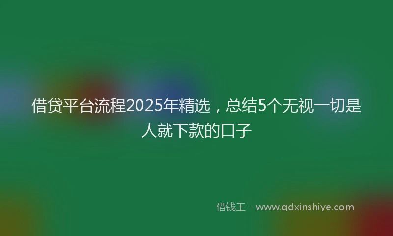 借贷平台流程2025年精选，总结5个无视一切是人就下款的口子