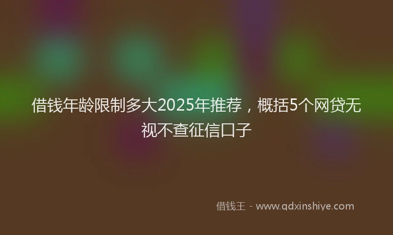 借钱年龄限制多大2025年推荐，概括5个网贷无视不查征信口子