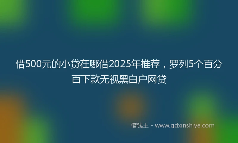 借500元的小贷在哪借2025年推荐，罗列5个百分百下款无视黑白户网贷