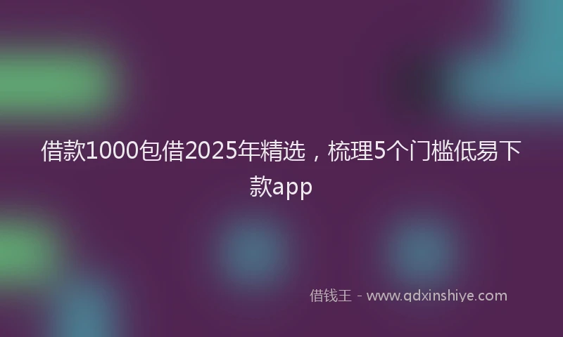 借款1000包借2025年精选，梳理5个门槛低易下款app