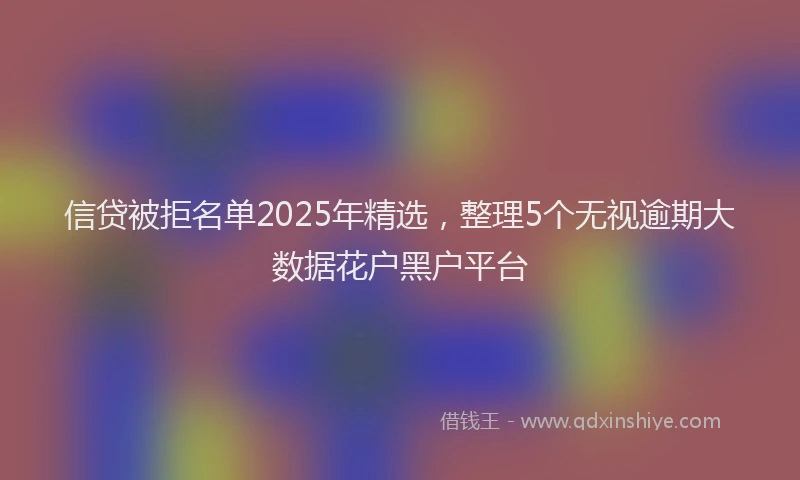 信贷被拒名单2025年精选，整理5个无视逾期大数据花户黑户平台