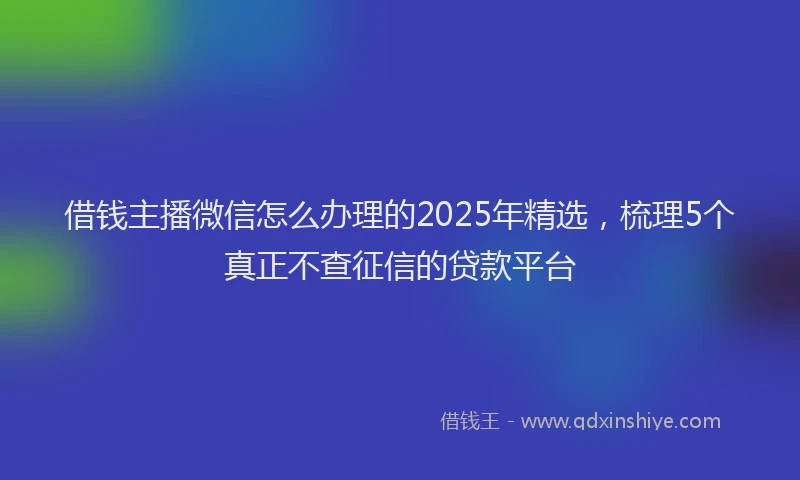 借钱主播微信怎么办理的2025年精选，梳理5个真正不查征信的贷款平台