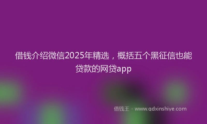 借钱介绍微信2025年精选，概括五个黑征信也能贷款的网贷app