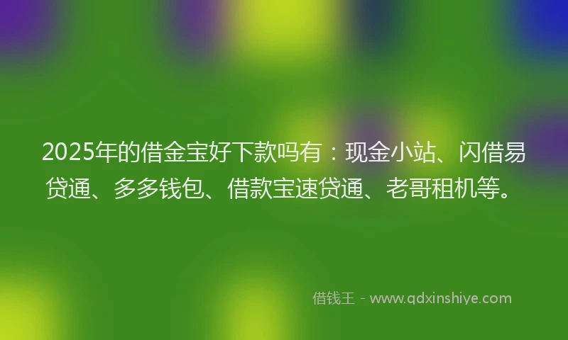 2025年的借金宝好下款吗有：现金小站、闪借易贷通、多多钱包、借款宝速贷通、老哥租机等。