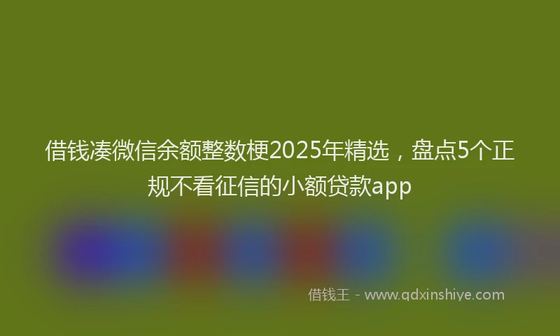 借钱凑微信余额整数梗2025年精选，盘点5个正规不看征信的小额贷款app