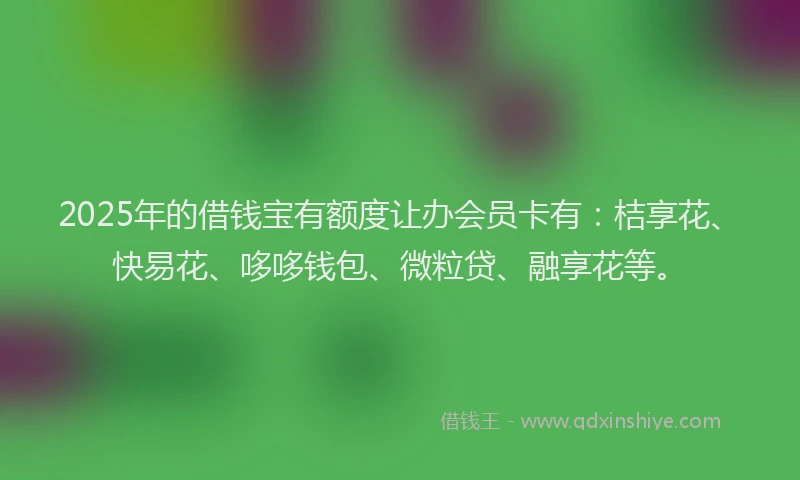 2025年的借钱宝有额度让办会员卡有：桔享花、快易花、哆哆钱包、微粒贷、融享花等。