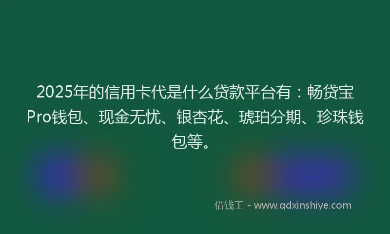 2025年的信用卡代是什么贷款平台有：畅贷宝Pro钱包、现金无忧、银杏花、琥珀分期、珍珠钱包等。