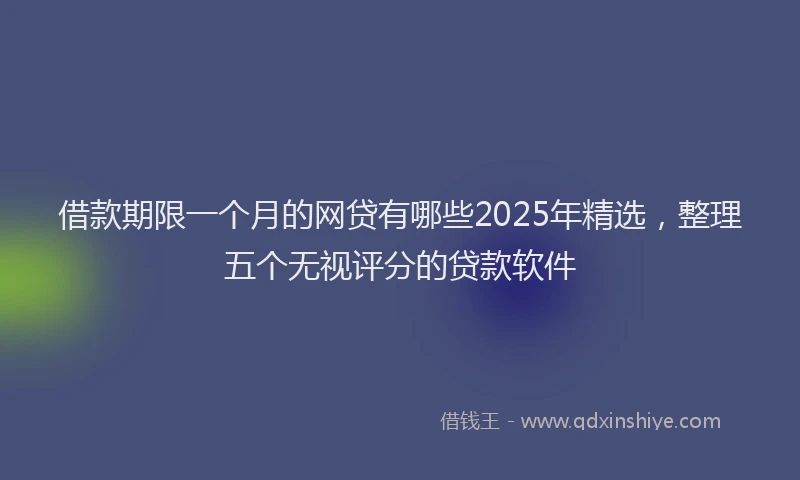 借款期限一个月的网贷有哪些2025年精选，整理五个无视评分的贷款软件
