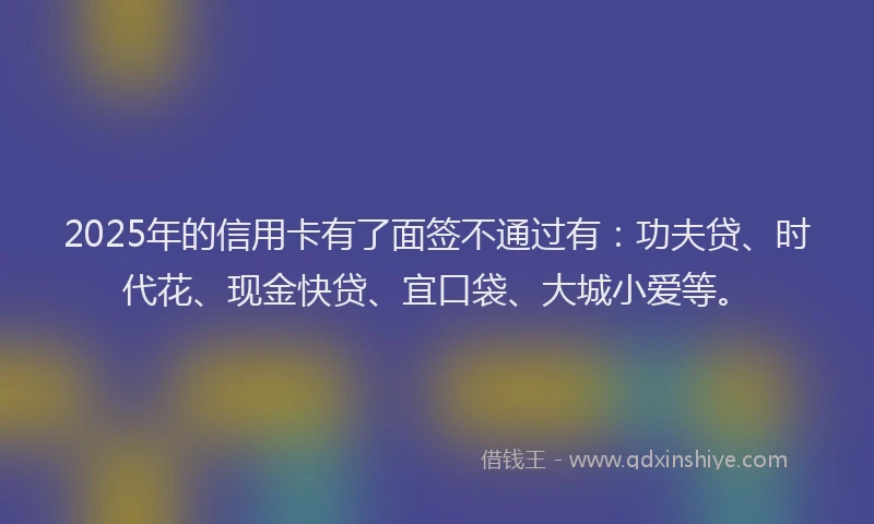 2025年的信用卡有了面签不通过有：功夫贷、时代花、现金快贷、宜口袋、大城小爱等。