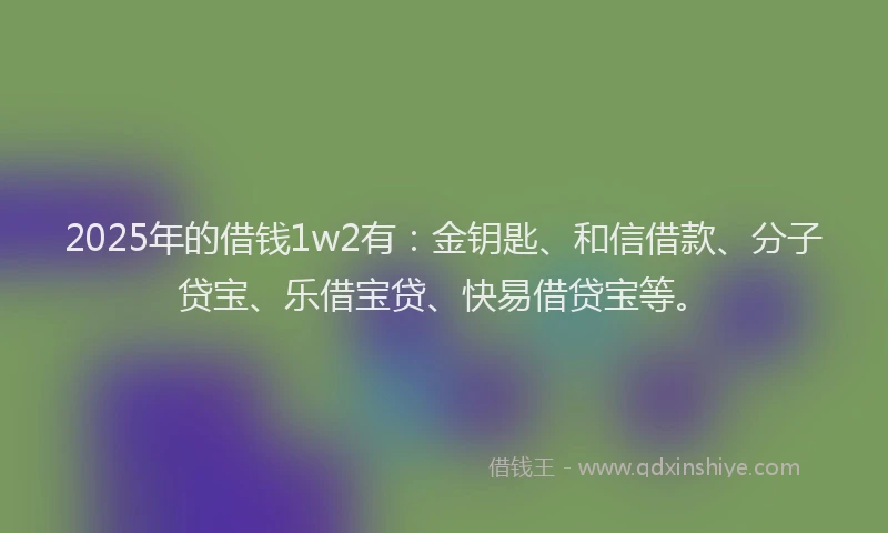 2025年的借钱1w2有：金钥匙、和信借款、分子贷宝、乐借宝贷、快易借贷宝等。