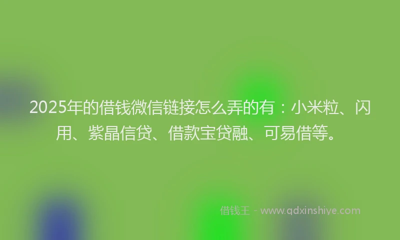 2025年的借钱微信链接怎么弄的有：小米粒、闪用、紫晶信贷、借款宝贷融、可易借等。