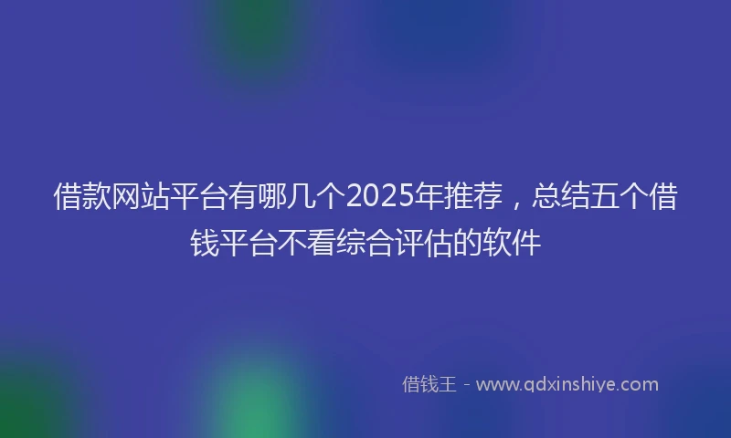 借款网站平台有哪几个2025年推荐，总结五个借钱平台不看综合评估的软件