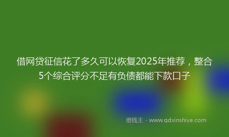 借网贷征信花了多久可以恢复2025年推荐，整合5个综合评分不足有负债都能下款口子