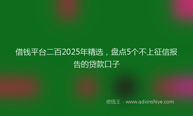 借钱平台二百2025年精选，盘点5个不上征信报告的贷款口子
